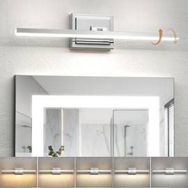 NIORSUN 24 Inch Modern Bathroom Light Fixture, 14W 5CCT Dimmable LED Chrome Bathroom Vanity Lights Over Mirror, Vanity Lights for Bathrooms Restroom Mirror- ETL Certified