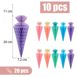 BETESSIN School Decoration Girls – Pack of 8 Sugar Cones Made of Tissue Paper – School Cone Decoration Pastel – Hanging Decoration for First Day of School, First Day of School, Girls & Boys and Much