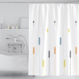 Lkw Ogechi 200x200 CM Shower Curtain Wheat Pattern, 300 CM Extra Wide Washable Anti Mould Bathroom Curtain, Waterproof Shower Curtain Wheat, Quick Drying Polyester Bath Curtains for Wet Room