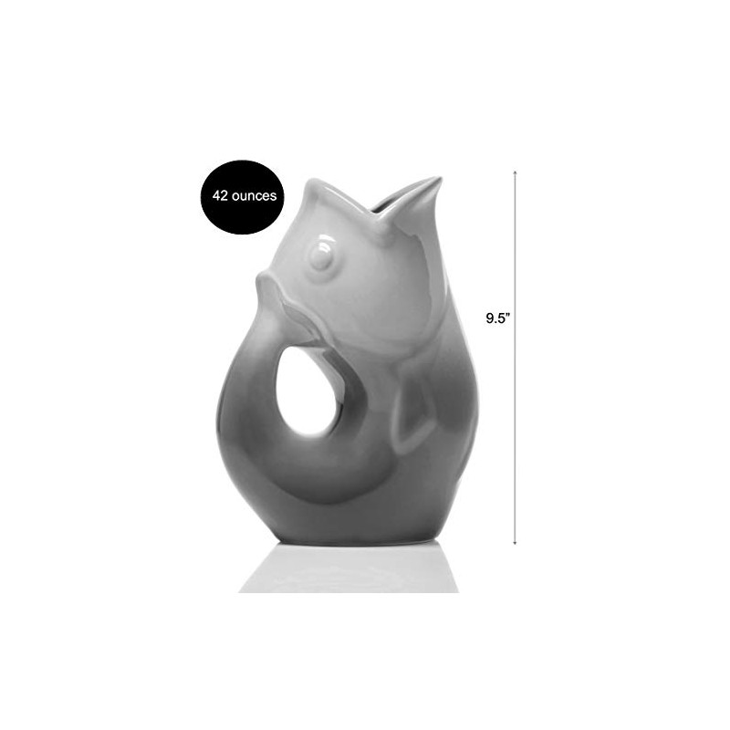 Gurgle Pot Ombre Grey Ceramic Beverage Jug 42 Ounce Gurgling