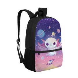 HUGS IDEA Cute Cartoon Axolotl School Backpacks for Girls Teen Cute Elementary School Bookbags Travel Daypacks