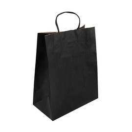 Restaurantware-Saving Nature 10.2 x 5.5 x 12.6 Inch Paper Shopping Bags, 100 Sturdy Bags with Handles - Durable, for Groceries, Black Paper Retail Handle Bags, for Gifts