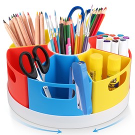 Rotating Pen Holder Desk Organiser, 7 Compartments Children's Container for Storage, Pen Box, 360° Rotating Pen Organiser for Craft Supplies, Office Supplies, School Supplies, Crafts