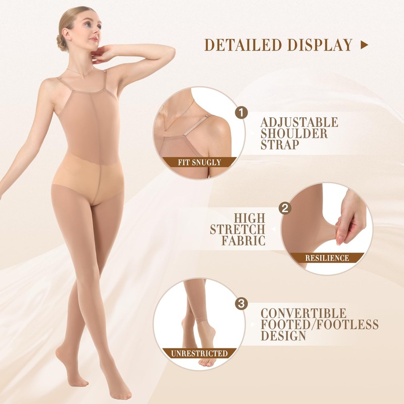 MANZI Women's Ultra Soft Body Convertible Ballet Tights for Adults