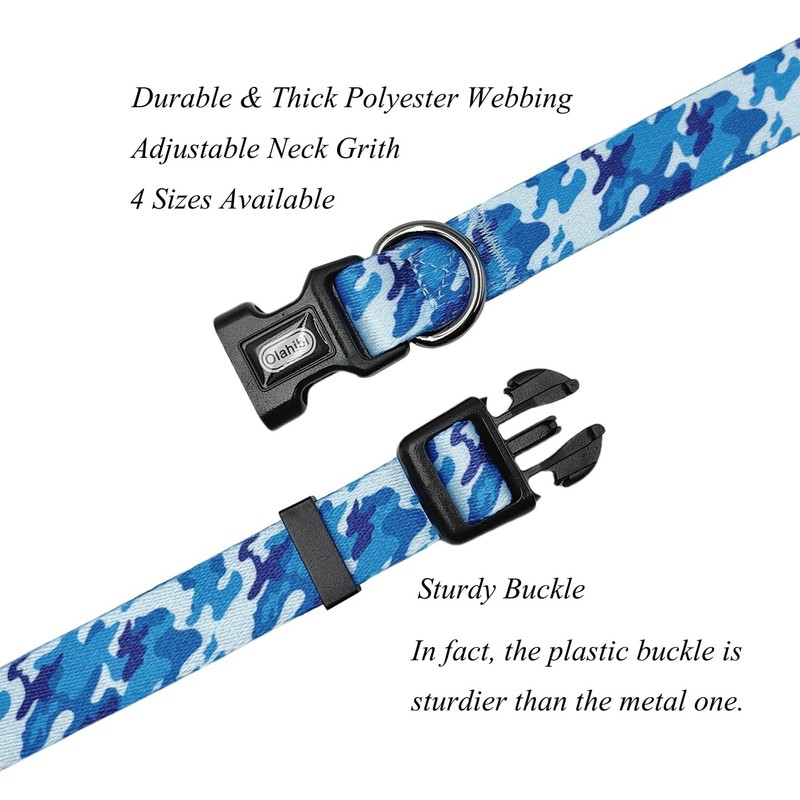 Olahibi Dog Collar and Leash Combo Set, Camouflage Pattern, Polyester