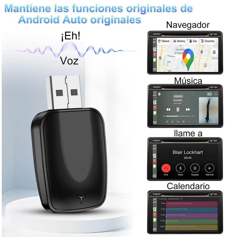 Kammoy Adaptador Inalámbrico para CarPlay y Android Auto, 5 GHz,