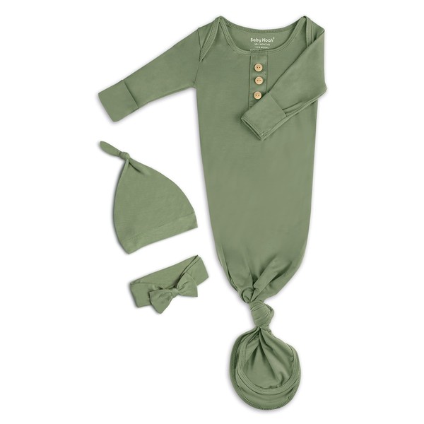 Newborn Baby Knotted Gown, Super Soft Silky Infant Long Sleeve