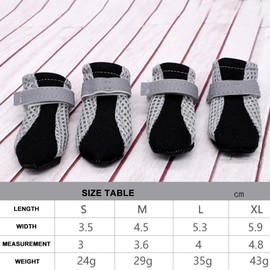 XFSRG Hundeschuhe Masche Atmungsaktiv Hundeschuhe Pfotenschutz mit Rutschfester Sohle für Heiße Sommerböden Reflektierende Hundeschuhe für Nächtliche Spaziergänge im Freien (Schwarz, XL)