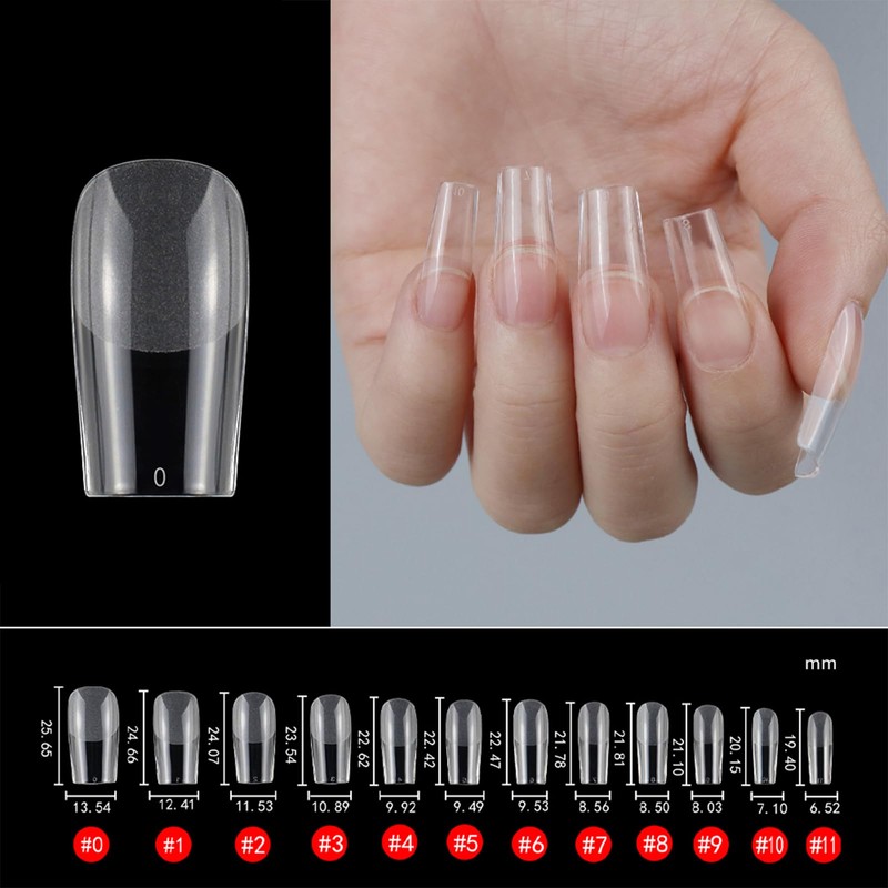 240Pcs Medium Square Nail Tips, Half Matte Full Cover Gel