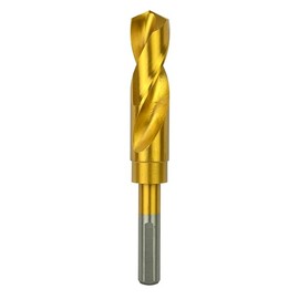 Greycore Tools 7/8 Inch Reduced Shank Drill Bit, 1/2" 3-Flat Shank, High Speed Steel with Industrial Titanium Coating, Drill Bit for Steel, Iron, Wood, Plastic (7/8" x 6" RS)