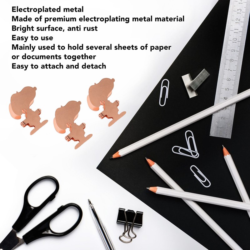 10pcs Metal Binder Clips Innovative Cartoon Cute Shape Electroplated Rustproof