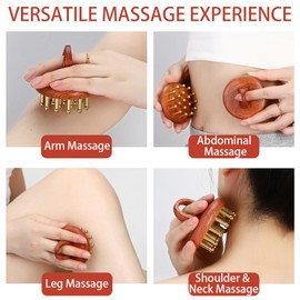 Tizee Brass Wood Meridian Pressure Brush - Scalp Massager for Hair Care, Fatigue Relief, and Full Body Massage - Manual Massager Tool for Men Women