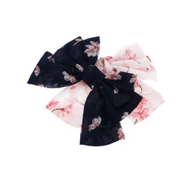 Aysekone 2 Pieces Chiffon Big Hair Bows Bow Hair Clips Ponytail Holders Large Hair Bows Hair Bows Hair Clips Daisy Hair Clips Floral Hair Bow Clips for Women Girls(Navy Blue+White)