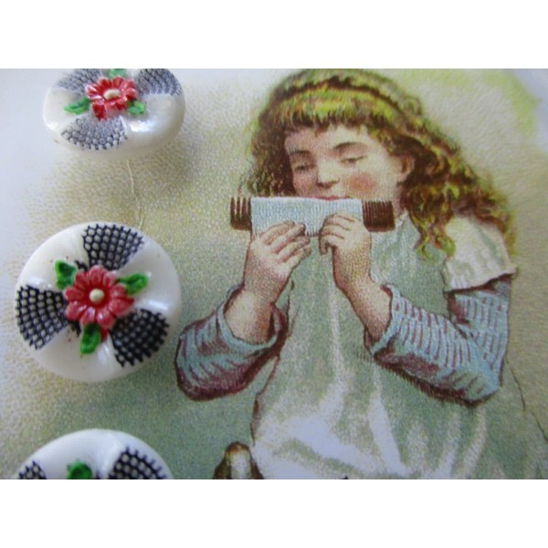 Set of 4 ~ Vintage 1/2" hand Painted Red pinwheel