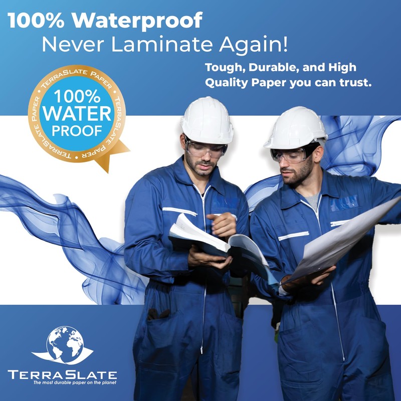 TerraSlate Waterproof Laser Printer Paper – Rip-Proof, Weatherproof, 5 Mil