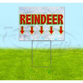 Reindeer Arrow (18" X 24") Yard Sign, Quantity Discounts, Multi-Packs, Includes Metal Step Stake, Bandit Sign