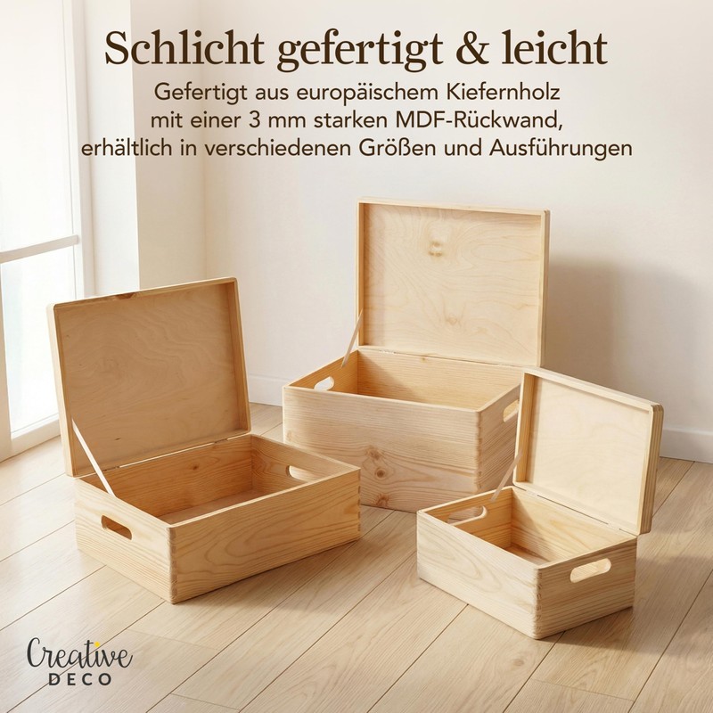 Creative Deco Large Wooden Box, 30 x 20 x 14