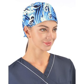 Kousenpu Adjustable Working Caps with Sweatband, Cute Printed Scrub Cap for Women/Men