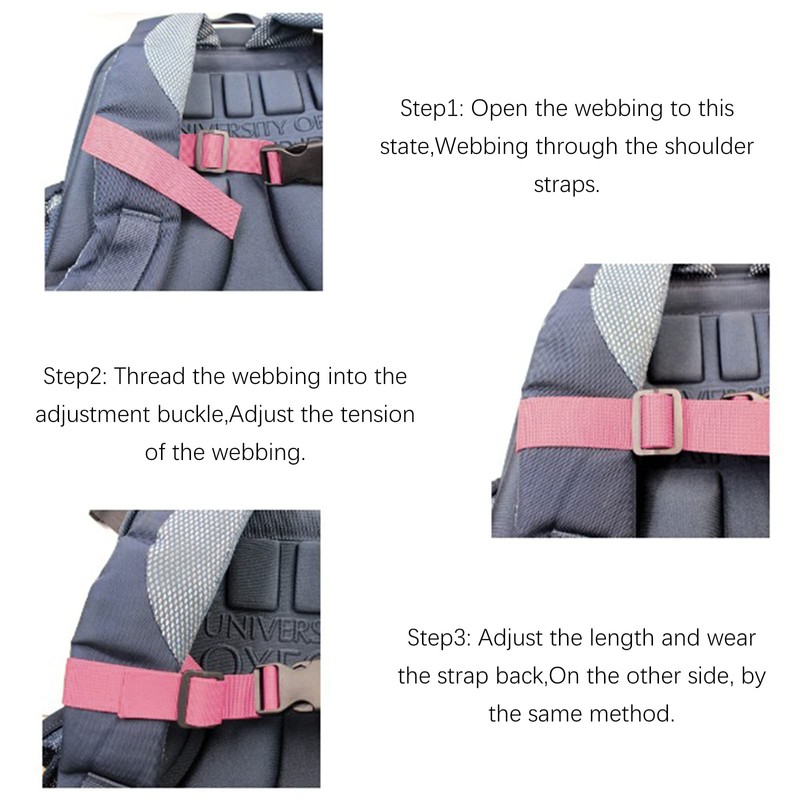 Adjustable Chest Strap Backpack, 2 Pieces Chest Strap for School