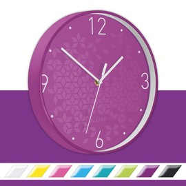Leitz WOW Quartz Wall Clock, Perfect for Office, Kitchen, Living room and Bathroom, 29 cm - Purple