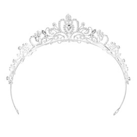 Mobestech Elegant Crystal Rhinestone Crown Tiara Headband for Weddings, Proms and Special Occasions Silver Bridal Crown for Women and Girls