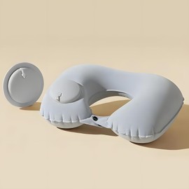 Portable Inflatable Neck Pillow - Quick-Press Inflation for Bath, Shower & Travel, Machine-Washable U-Shaped Pillow - Airplane, Car, Office Support for Adults & Kids