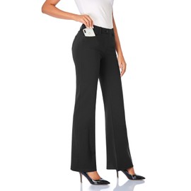 Tapata Women's 28''/30''/32''/34'' Stretchy Bootcut Dress Pants with Pockets Tall, Petite, Regular for Office Work Business 28", Black, M