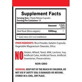superfood Beet Root Supplement - Beet Root 1000 MG - Beet Root Nitric Oxide Supplement, Beet Root Pills, Beet Root Vitamins, Immune System Support, Beet Vitamins, Beetroot Supplement, 1 Bot 60 Tabs