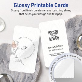 Avery Printable Rectangle Rounded Corner Business Cards, Sure Feed Technology, 2" x 3-1/2", Glossy White Cardstock, Print-To-The-Edge, Laser/Inkjet Printable, 80 Total