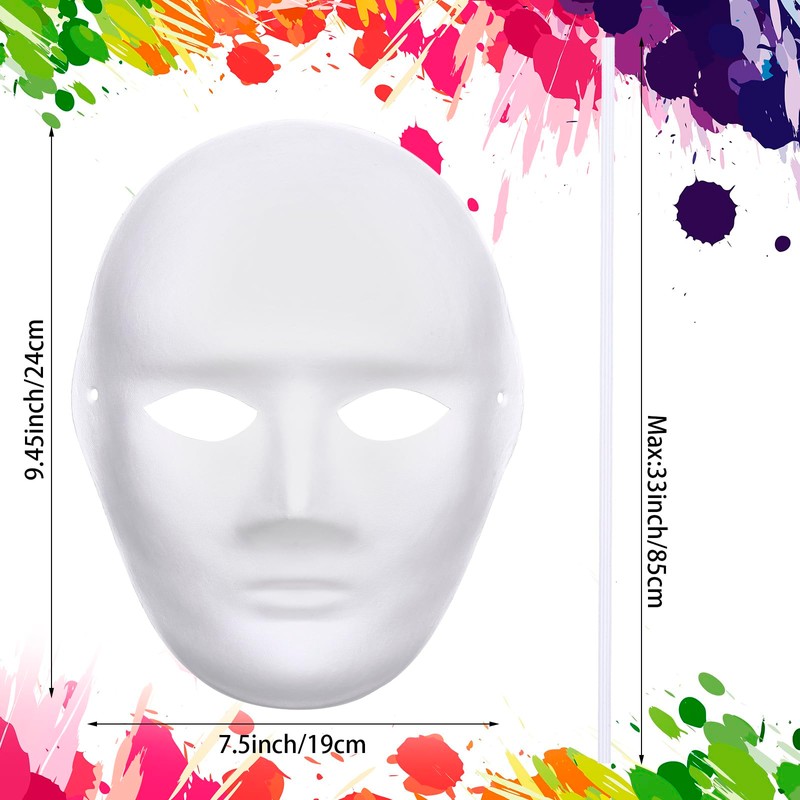 Aoriher 250 Pcs Paper Mache Mask DIY Full Face White