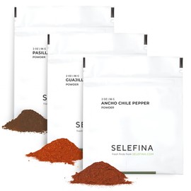 Selefina Spices: Chile Pepper Powder, Set of 3 (Mexican Cooking Varieties): Ancho, Guajillo, Pasilla - 2 oz pouches
