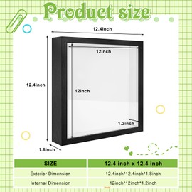 4 Pack 12x12 Shadow Box Frame, Wood Deep Large Shadow Box Display Case with Plexiglass Window, 3D Picture Frame for Memorabilia, Dried Flowers, DIY Craft, Wedding Memories Photos and Baby Items