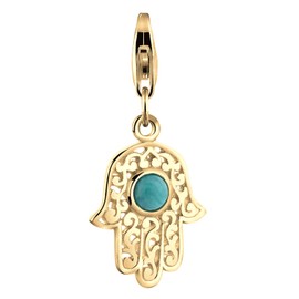 Nenalina Hand of Fatima 0402832522 Carabiner Charm Pendant for Charm Bracelet 925 Sterling Silver, Sterling Silver, howlite