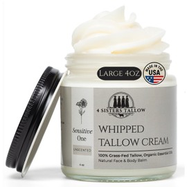 100% Grass Fed Beef Tallow For Skin - Face & Body - All Natural Whipped Moisturizing Lotion Formulated For Sensitive Skin - Sensitive One (Unscented)