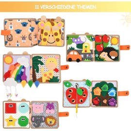 Kukelen Busy Board, Toddler Travel Toys, Quiet Book, Sensory Toys for Toddlers 2 3 4, Montessori Toys for Toddler Activities Board, Educational Toys for 2 Year Old Girls Boys Gift