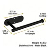 Paper Towel Holder Under Cabinet, Matte Black Stainless, No Drill