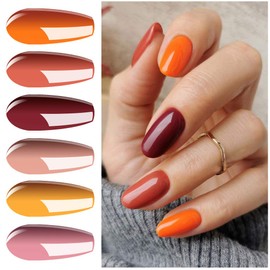 Vishine UV Gel Nail Polish 12 Gel Nail Polish Set, Orange Base Coat & Matte Glossy Top Coats Nail Art Kit Heeled Under Lamp, Soak Off UV LED Gel for Nails Manicure Design for Nail Studio DIY 8 ml
