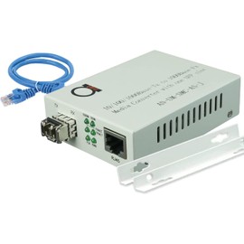 Multimode LC 850 nm Gigabit Fiber Media Converter - Includes SFP 550 m (0.34 Miles) LC – to UTP Cat5e Cat6 10/100/1000 RJ-45 – Auto Sensing Gigabit or Fast Ethernet Speed - Jumbo Frame - LLF Support