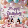 Butterfly Birthday Decorations, Pre-Strung Purple Happy Birthday Banner with Circle
