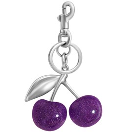 SKYFUN Cherry Keychain for Women Glitter Cherry Bag Charm Key Chain for Purse Wallet Handbag Backpack Jewelry Accessories Gift for Birthday Christmas, Purple