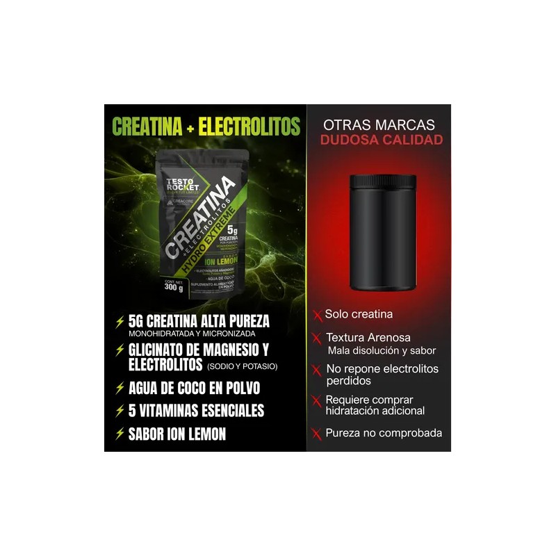 Creatina Electrolitos, Vitaminas Testo Rocket
