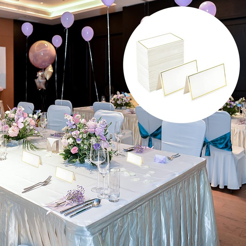 50PcsWhite Wedding Name Cards Folded Table Name Cards Blank Table