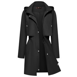 Bloggerlove Rain Jacket for Women Waterproof with Hood Trech Coat for Women Lightweight Raincoats Packable Windbreaker