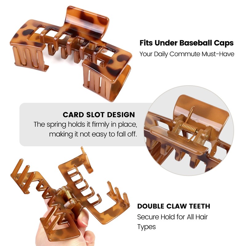 Hat Hair Claw Clips for Women, Square Claw Clips for