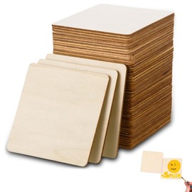 Square Wooden Craft Pieces 36 Pcs, 10x10 cm, 0.3 cm Thick, Natural, Unfinished Blank Wood for DIY, Painting, Writing, Dyeing and Decorating, Environmentally Friendly and Aesthetically Pleasing