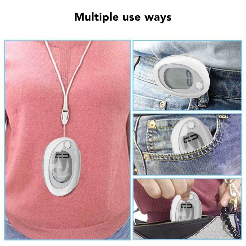 3D Pedometer Simple Step Counter with Clip Lanyard Accurate Quiet