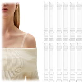 6 Pairs of Transparent Bra Straps, 1 cm/1.2 cm/1.5 cm Width, Invisible Bra Straps, Replacement Straps, Soft Transparent Replacement Bra Shoulder Straps, Invisible Clear Bra Straps for Women