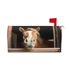 GOODOLD Funny Horse Mailbox Covers Magnetic Easy Install for Outdoor Yard, Decor Standard Size Mailbox Wraps 18x21 inch