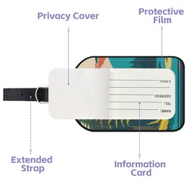 Neidius Luggage Tags for Suitcase 2 Pack Retro Poster Leather Luggage Tags with Name Tag Privacy Cover,Women Men Airport Cruise Luggage Travel Essentials