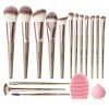 15 Piezas Brochas De Maquillaje Profesional Color Marrón